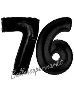 Zahl 76 Schwarz Luftballons aus Folie zum 76. Geburtstag, 100 cm, inklusive Helium