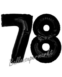 Zahl 78 Schwarz Luftballons aus Folie zum 78. Geburtstag, 100 cm, inklusive Helium