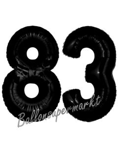 Zahl 83 Schwarz Luftballons aus Folie zum 83. Geburtstag, 100 cm, inklusive Helium