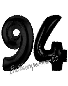 Zahl 94, Schwarz Luftballons aus Folie zum 94. Geburtstag, 100 cm, inklusive Helium