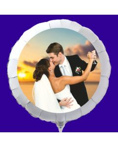 Fotoballon mit Brautpaar, personalisiert, mit Namen der Brautleute und Datum des Hochzeitstages