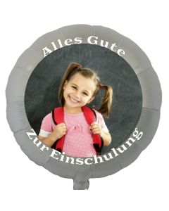 Fotoballon zur Einschulung, zum Schulanfang. Ballon mit dem Foto des Schulkindes zum Schulbeginn