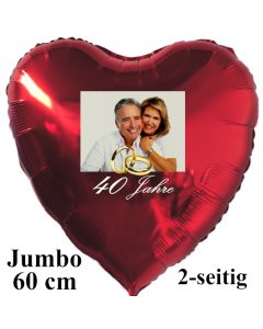 Großer Fotoballon mit Brautpaar zur Rubinhochzeit, personalisiert, mit Namen der Brautleute