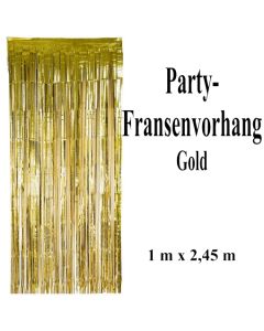 Silvesterdekoration und Partydekoration, goldener Fransenvorhang