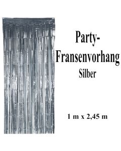 Silvesterdekoration und Partydekoration, silberner Fransenvorhang