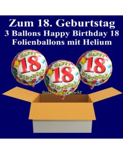 3 Ballons aus Folie mit Helium zum 18. Geburtstag, Geburtstagsdekoration und Geburtstagsgeschenk