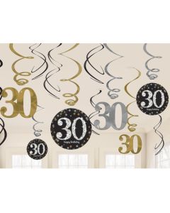 Dekoration zum 30. Geburtstag, Zahlenwirbler Sparkling Celebration