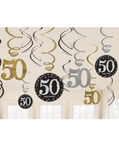 Dekoration zum 50. Geburtstag, Zahlenwirbler Sparkling Celebration