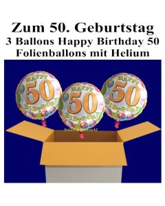 3 Ballons aus Folie mit Helium, Geburtstag 50, Dekoration zur Geburtstagsfeier und Geburtstagsgeschenk