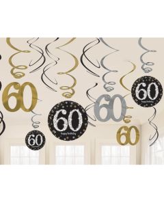 Dekoration zum 60. Geburtstag, Zahlenwirbler Sparkling Celebration
