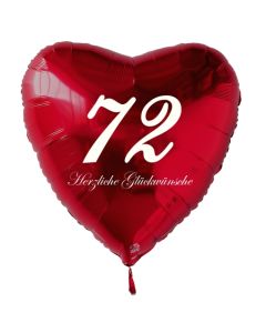 Roter Herzluftballon zum 72. Geburtstag, 61 cm