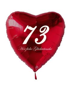 Roter Herzluftballon zum 73. Geburtstag, 61 cm