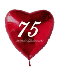 Roter Herzluftballon zum 75. Geburtstag, 61 cm