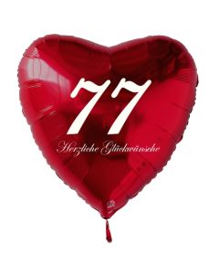 Roter Herzluftballon zum 77. Geburtstag, 61 cm