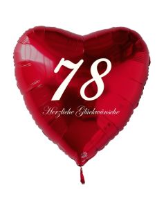 Roter Herzluftballon zum 78. Geburtstag, 61 cm