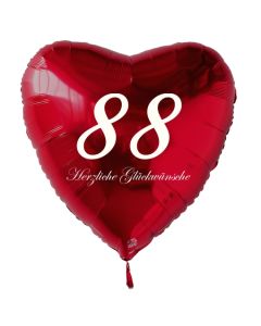 Roter Herzluftballon zum 88. Geburtstag, 61 cm