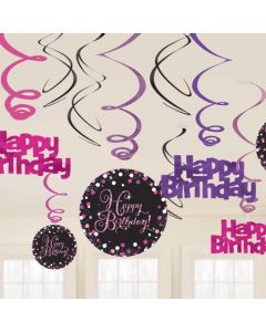 Pink Celebration Birthday Swirls, Deko-Wirbler zum Geburtstag
