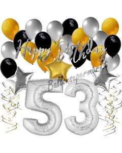 53. Geburtstag Dekorations-Set mit Ballons Happy Birthday Glamour, 34 Teile