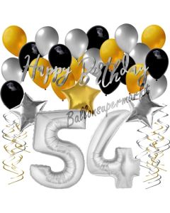 54. Geburtstag Dekorations-Set mit Ballons Happy Birthday Glamour, 34 Teile