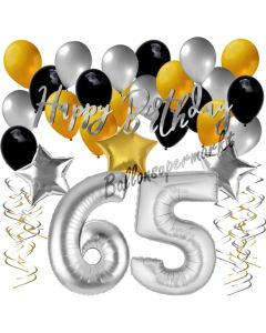 65. Geburtstag Dekorations-Set mit Ballons Happy Birthday Glamour, 34 Teile