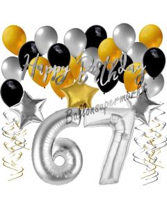 67. Geburtstag Dekorations-Set mit Ballons Happy Birthday Glamour, 34 Teile