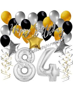 84. Geburtstag Dekorations-Set mit Ballons Happy Birthday Glamour, 34 Teile