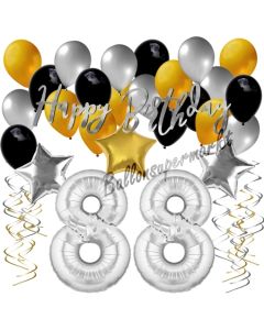 88. Geburtstag Dekorations-Set mit Ballons Happy Birthday Glamour, 34 Teile