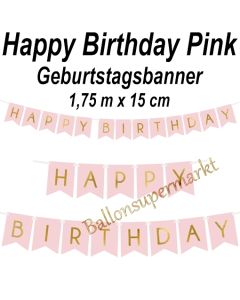 Geburtstagsbanner Happy Birthday Pink