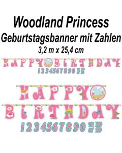 Kindergeburtstagsbanner Woodland Princess mit Zahlen