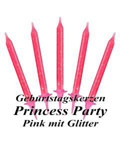 Geburtstagskerzen in Pink mit Glitzer