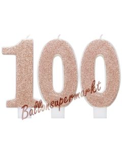 Kerzen Roségold Glitter Zahl 100