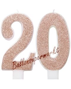 Kerzen Roségold Glitter Zahl 20