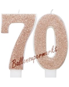 Kerzen Roségold Glitter Zahl 70