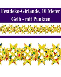 Gelbe Girlande mit bunten Punkten, 10 Meter, Festdekoration und Partydekoration für Veranstaltungen