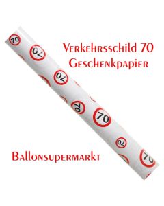 Geschenkpapier Verkehrsschild 70 zum 70. Geburtstag