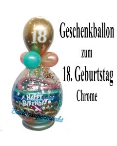 Happy Birthday Chrome Geschenkballon zum 18. Geburtstag