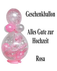 Geschenkballon zur Hochzeit, Alles Gute zur Hochzeit, Luftballons in Weiß und Rosa