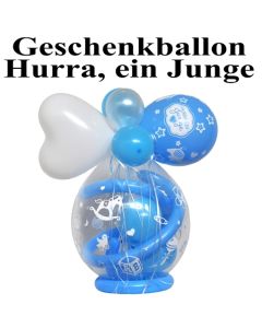 Geschenkballon zu Geburt und Taufe, Hurra, ein Junge