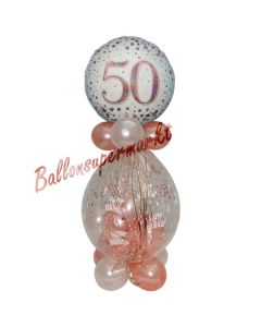 Geschenkballon Sparkling Fizz Rosegold 50 zum 50. Geburtstag