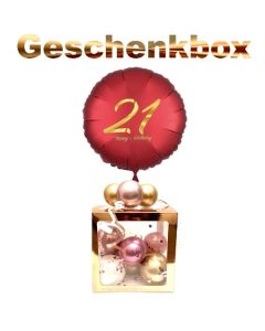 Geschenkbox mit Heliumballon zum 21. Geburtstag