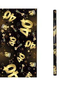 Geschenkpapier Schwarz/Gold 40 zum 40. Geburtstag