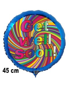 Get well soon! Luftballon, rainbow spiral, aus Folie, 45 cm, mit Ballongas