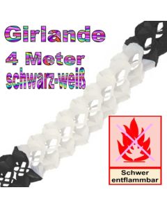 Girlande schwarz-weiß, 4 Meter