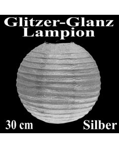Glitzer-Glanz Lampion Silber, 30 cm