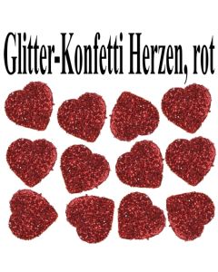 Glitzer-Konfetti Herzen, rot