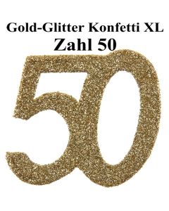 Konfetti XL Tischdekoration Zahl 50, Gold-Glitzer