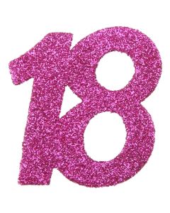 Zahlendekoration Glitter-Konfetti, Zahl 18, Pink
