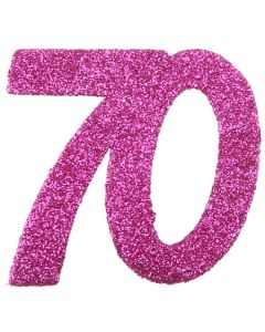 Zahlendekoration Glitter-Konfetti, Zahl 70, Pink
