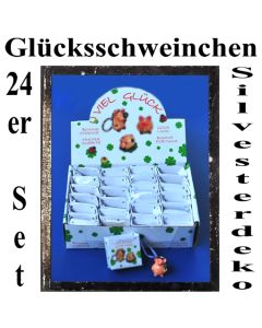 Glücksschweinchen in Geschenktütchen, Silvesterdeko Glücksbringer