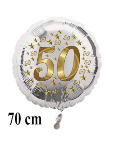 Großer Luftballon zur Goldenen Hochzeit, Zahl 50, Stars, mit Helium